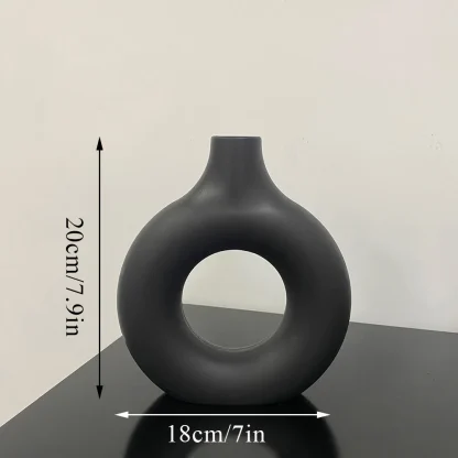 Modern Round Donut Shape Flower Vase - Image 9