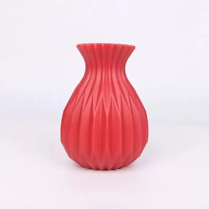 Plain Color Flower Vase with Embossed Design - Image 8