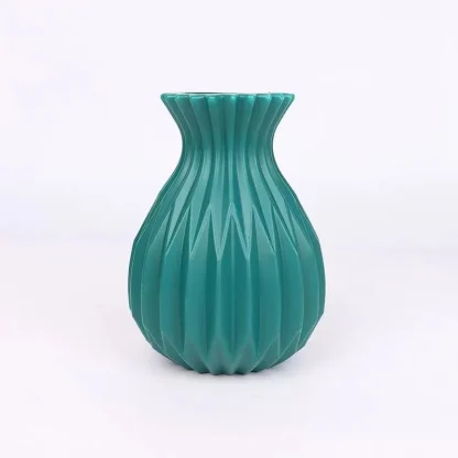 Plain Color Flower Vase with Embossed Design - Image 7