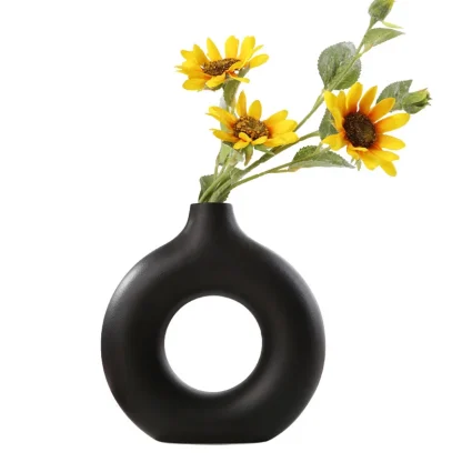 Round Flower Vase with Hollow Out Design - Image 2