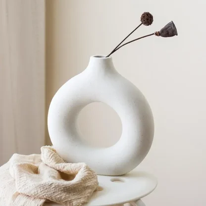 Round Flower Vase with Hollow Out Design - Image 7