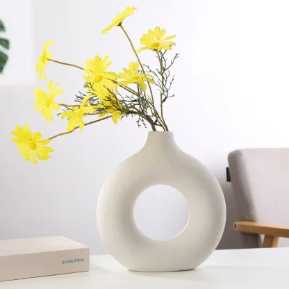 Round Flower Vase with Hollow Out Design - Image 5