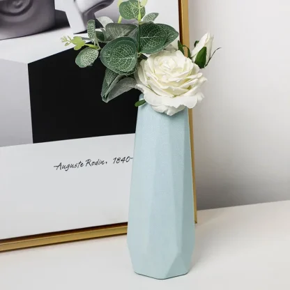 Solid Color Flower Vase with Geometric Design - Image 3