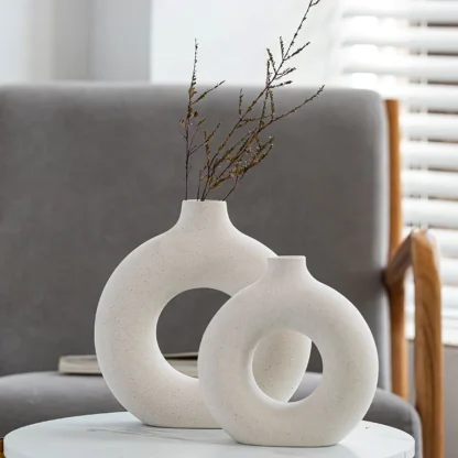 Round Flower Vase with Hollow Out Design