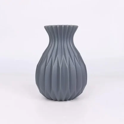 Plain Color Flower Vase with Embossed Design - Image 6