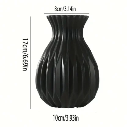 Plain Color Flower Vase with Embossed Design - Image 2